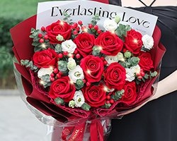 【一生一世】台灣同城配送情人節11朵紅玫瑰表白鮮花速遞玫瑰香槟花束玫瑰四季開花濃香綠植物