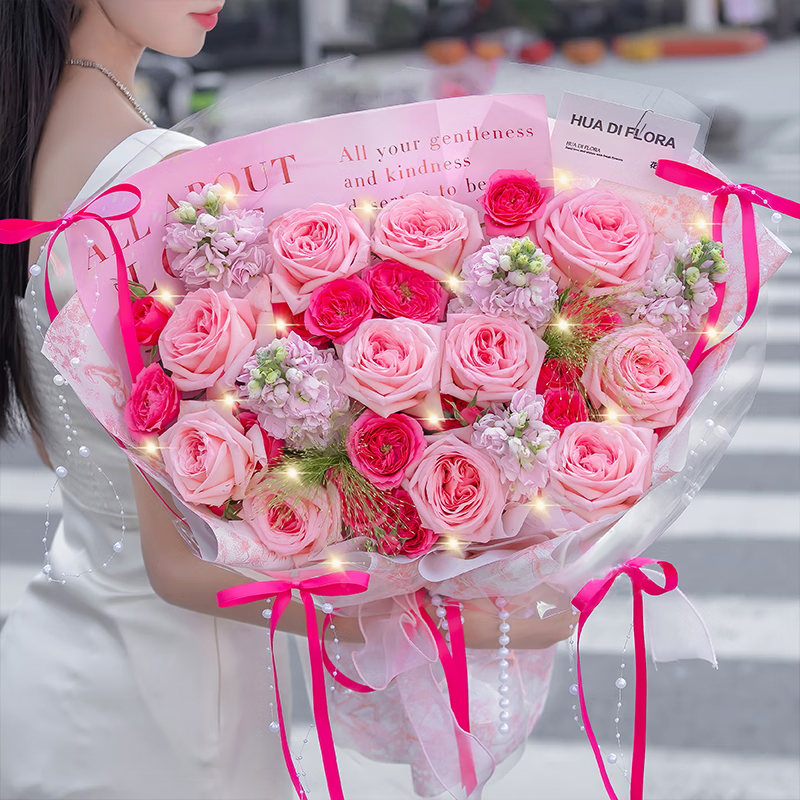 【一生一世】台灣同城配送情人節11朵紅玫瑰表白鮮花速遞玫瑰香槟花束玫瑰四季開花濃香綠植物