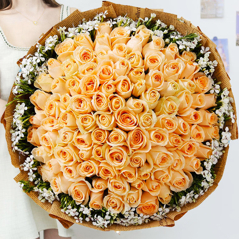 【長長久久】台灣同城配送情人節99朵紅玫瑰表白鮮花速遞玫瑰香槟花束玫瑰四季開花濃香綠植物