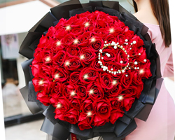 【長長久久】台灣同城配送情人節99朵紅玫瑰表白鮮花速遞玫瑰香槟花束玫瑰四季開花濃香綠植物