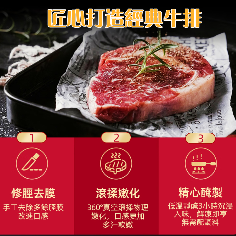 必勝客源頭直發原肉整切牛排年貨禮盒送禮西冷牛排冷凍黑椒牛肉燒烤食材 西冷牛排台灣同城配送
